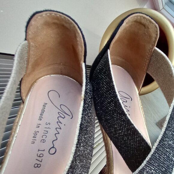 Gaimo Nover Black Suede Metallic Elastic X Band Low Wedge Espadrilles 38 / 7-7.5 - Picture 16 of 16